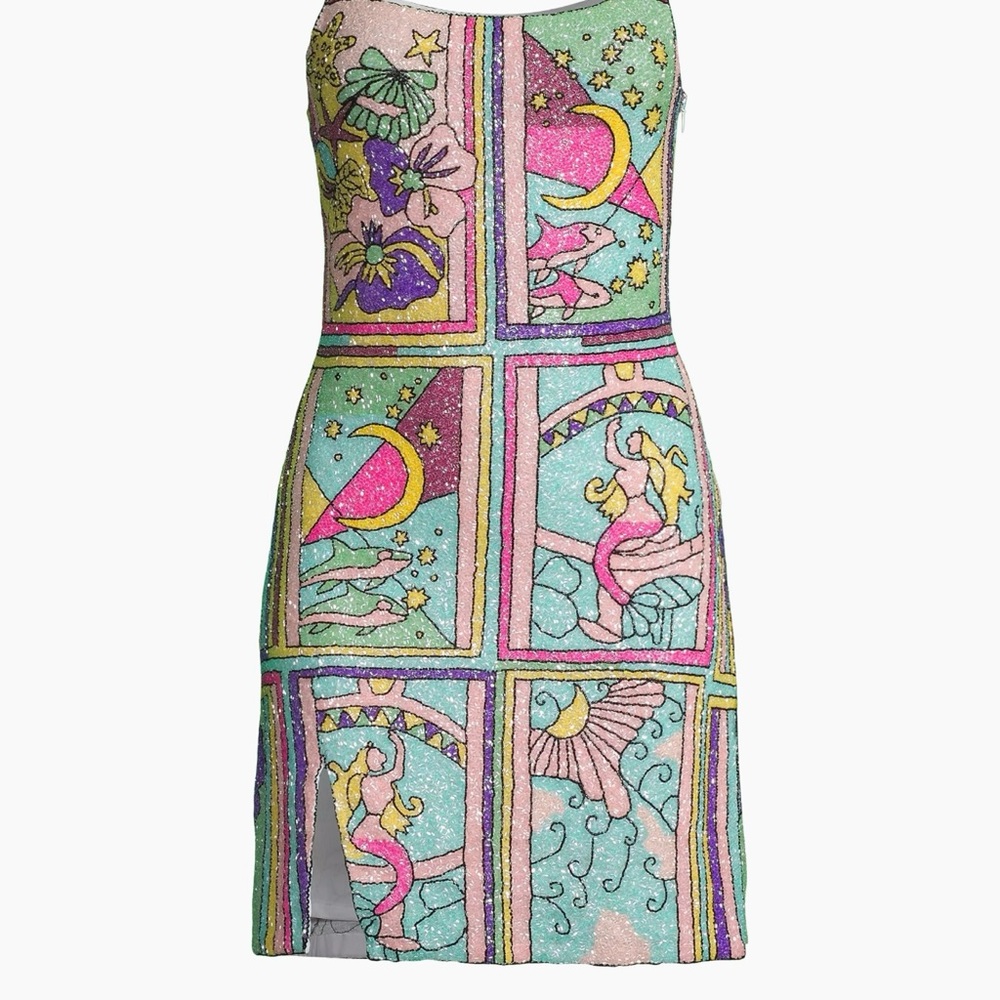 Talia hand embroidered mini dress